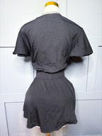 New Black Ruffle Peplum Blouse, 3X