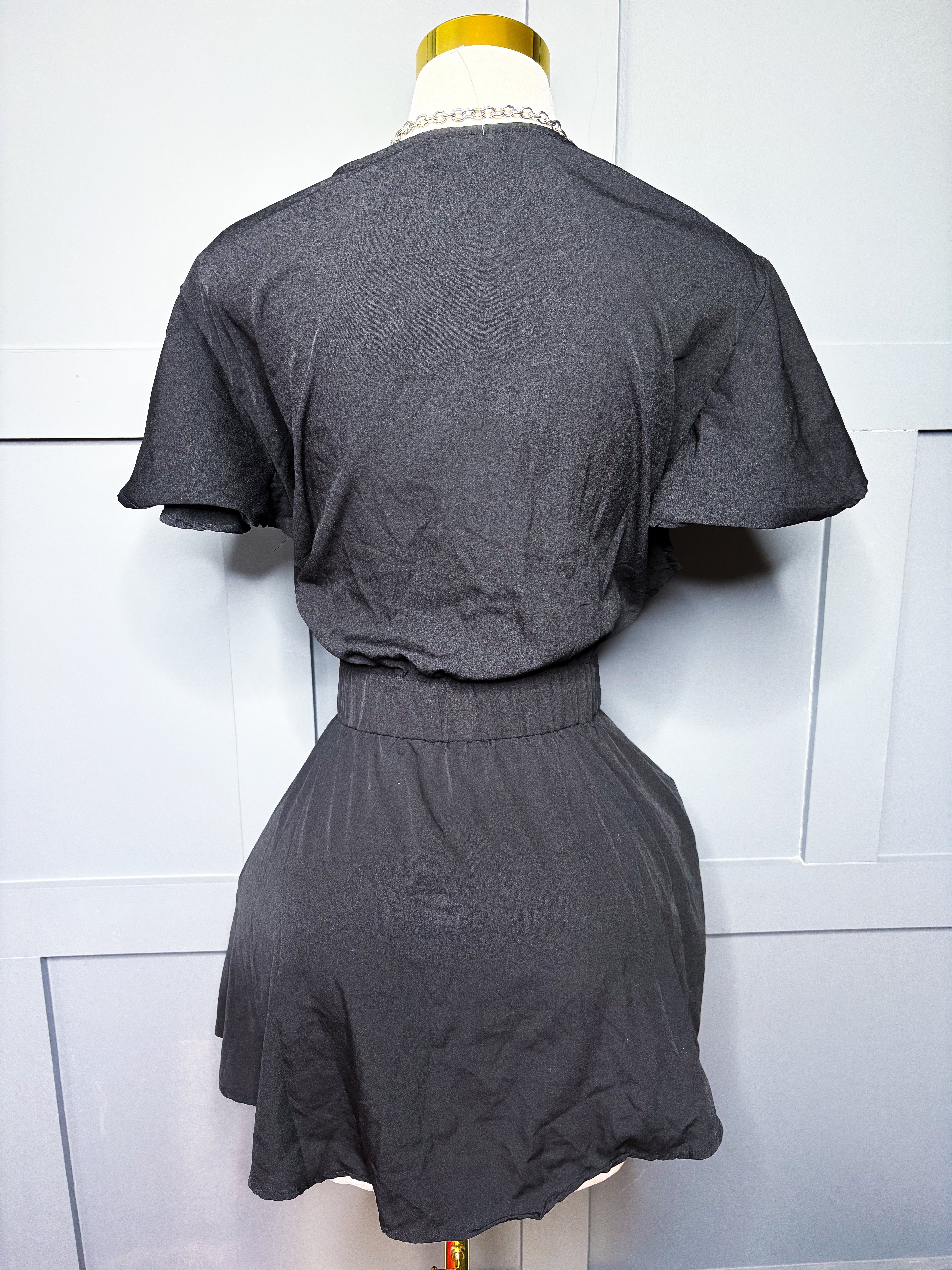 New Black Ruffle Peplum Blouse, 3X