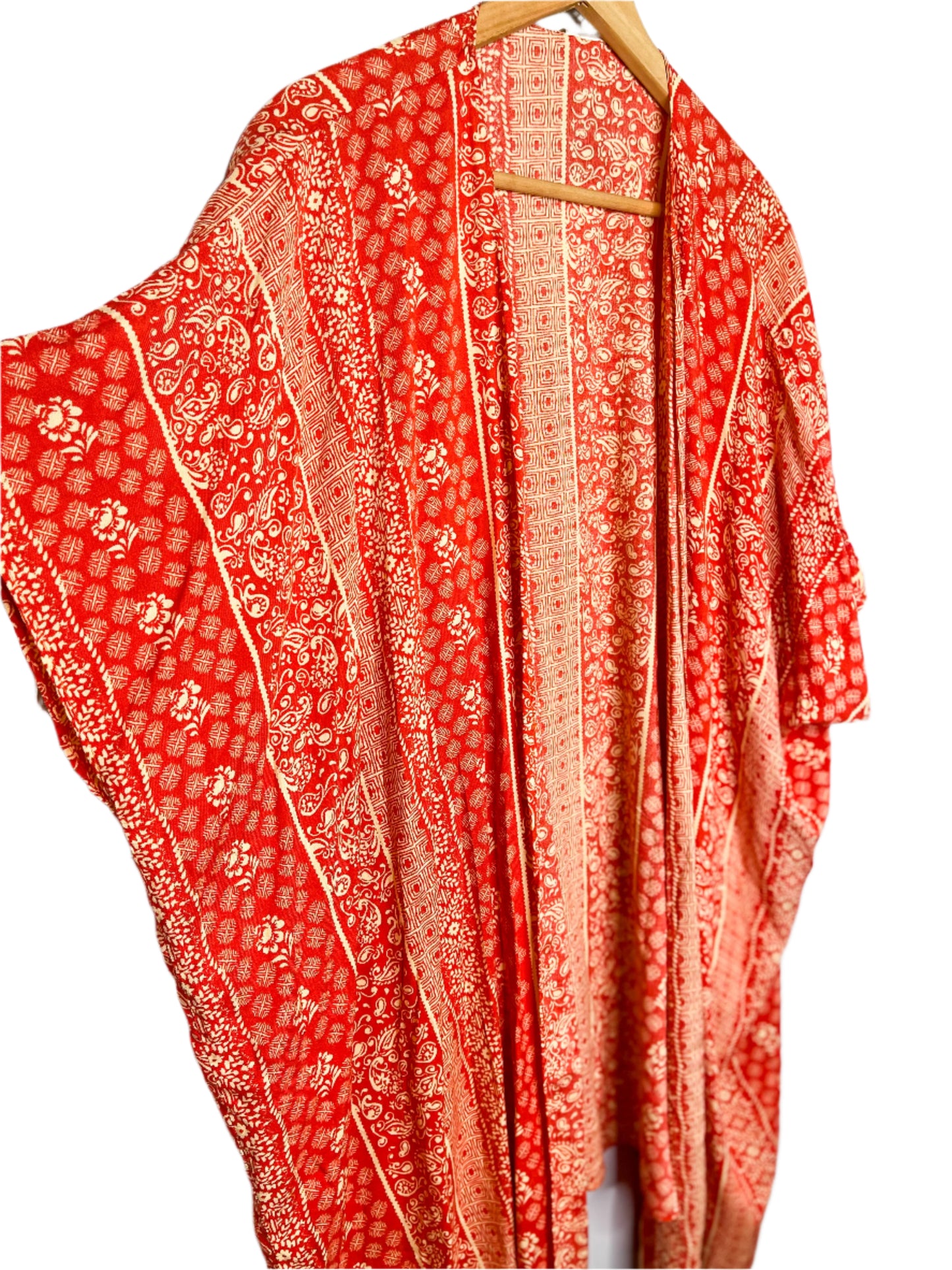 New Boho Orange Kimono, One Size