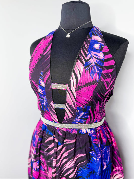 New Tropical Rhinestone Caged Dress, 18W