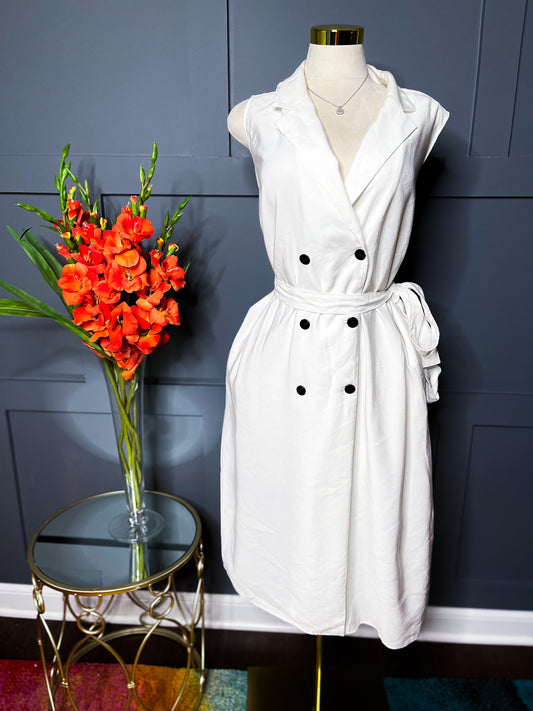 Belted Double Breasted Vest Dress, 18W