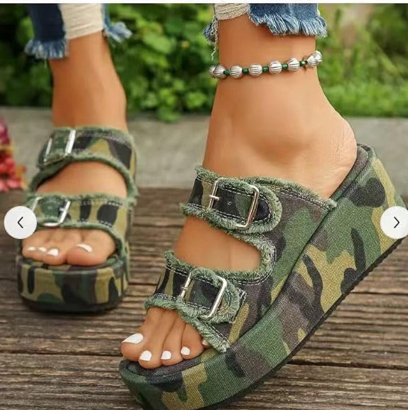 New Camo Slip on Sandals, 9.5