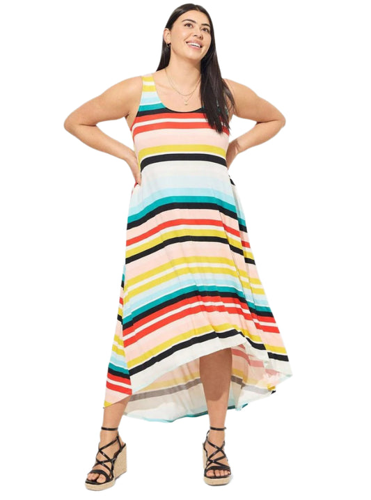 Torrid High Low Rainbow stripe Dress, 1X
