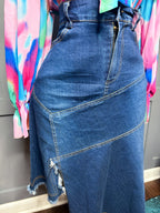 Denim asymmetrical frayed skirt, 10/12