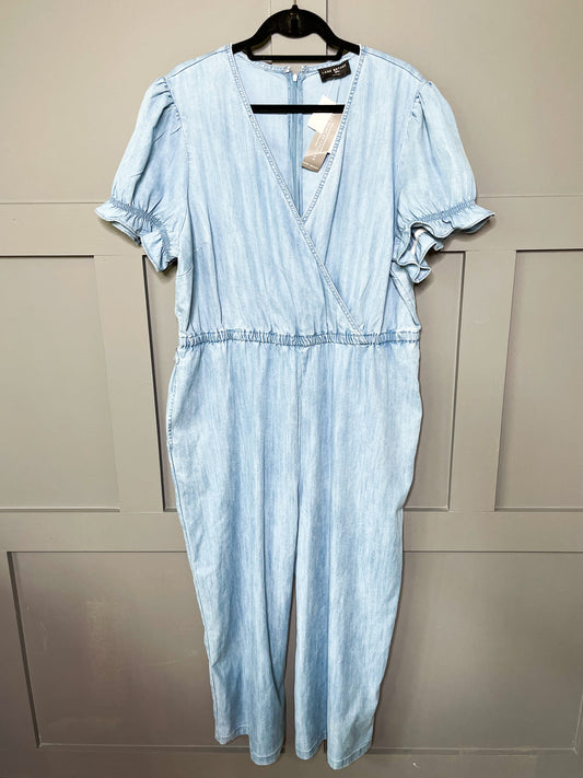 New Sunday Cool Chambray Cropped Jumpsuit, 18W