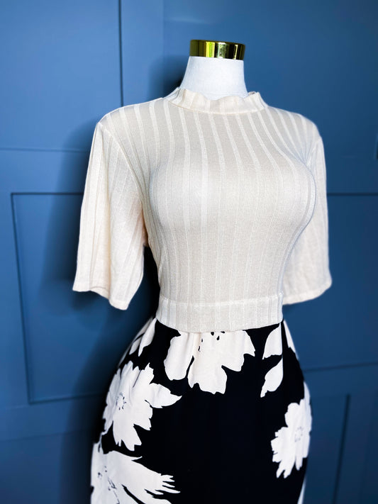 Sweater Top Floral Dress, 2X