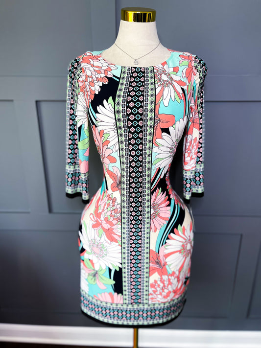 Floral Mosaic Bodycon Dress, 12