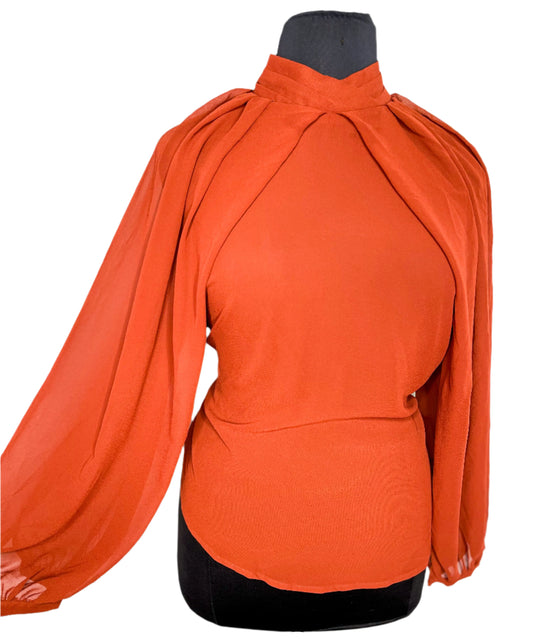 New Eloquii Rust Sheer Top, 16