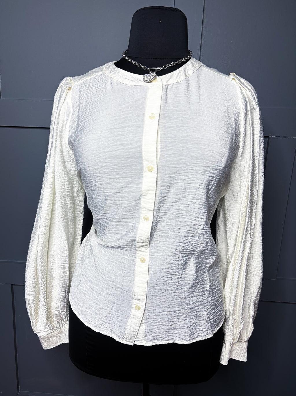 New textured button up blouse, 16/18