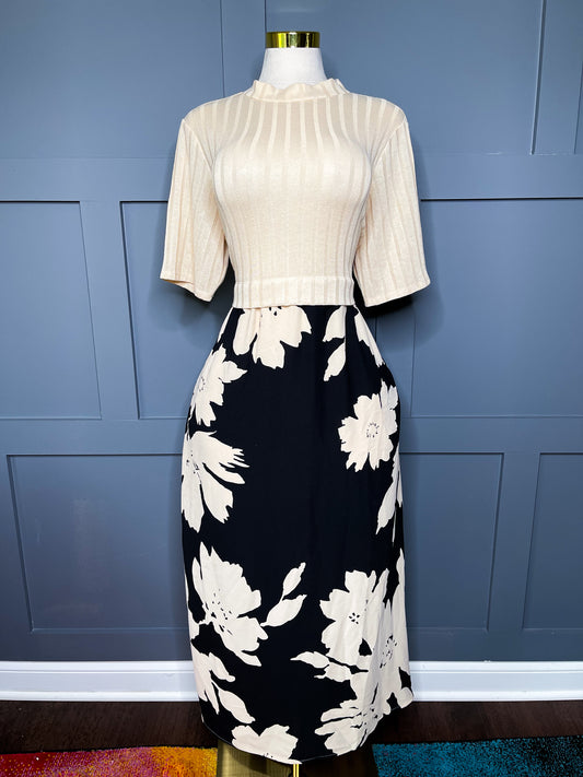 Sweater Top Floral Dress, 2X
