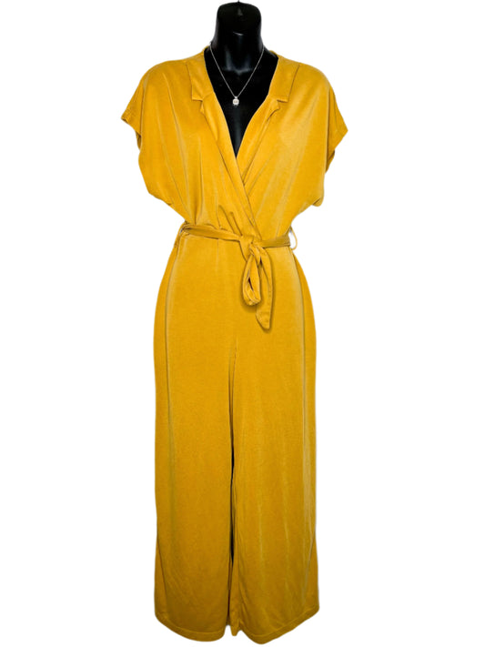 Bershka Mustard Crop Jumpsuit, M