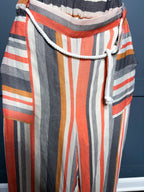 Striped Wide Leg Elastic Pants, L