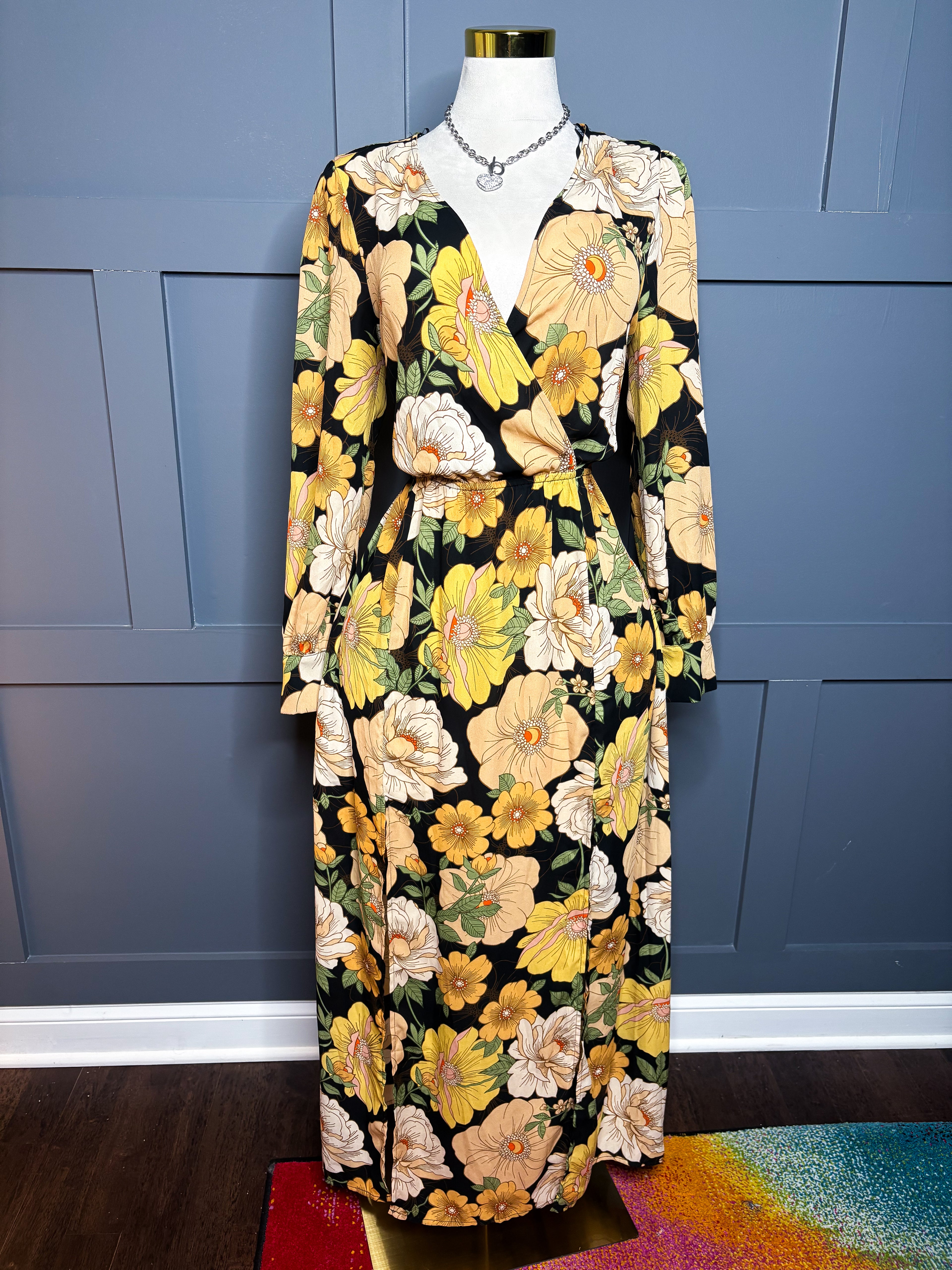 Floral Slit Maxi Dress, 1X