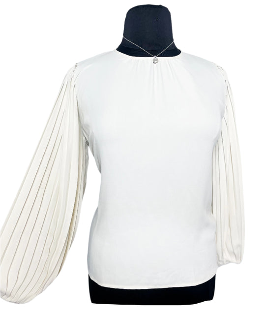 Ann Taylor Pleated Sleeve Top, L