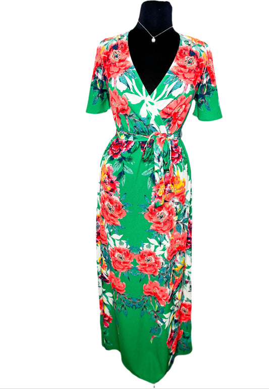 Green Tropical Maxi Dress, M