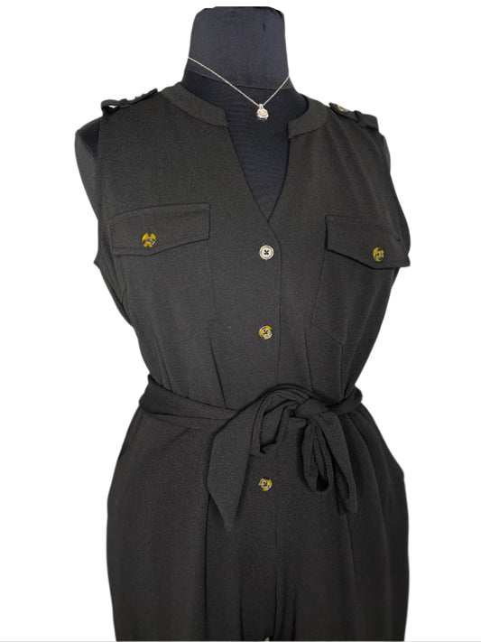 New Worthington Button Tie Jumpsuit, 16W/18W