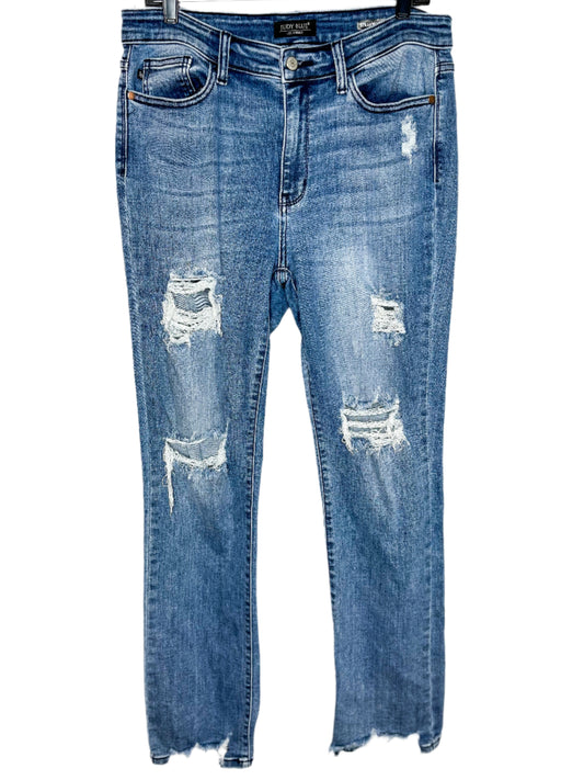 New Judy Blue Straight Distressed Jeans, Size 13