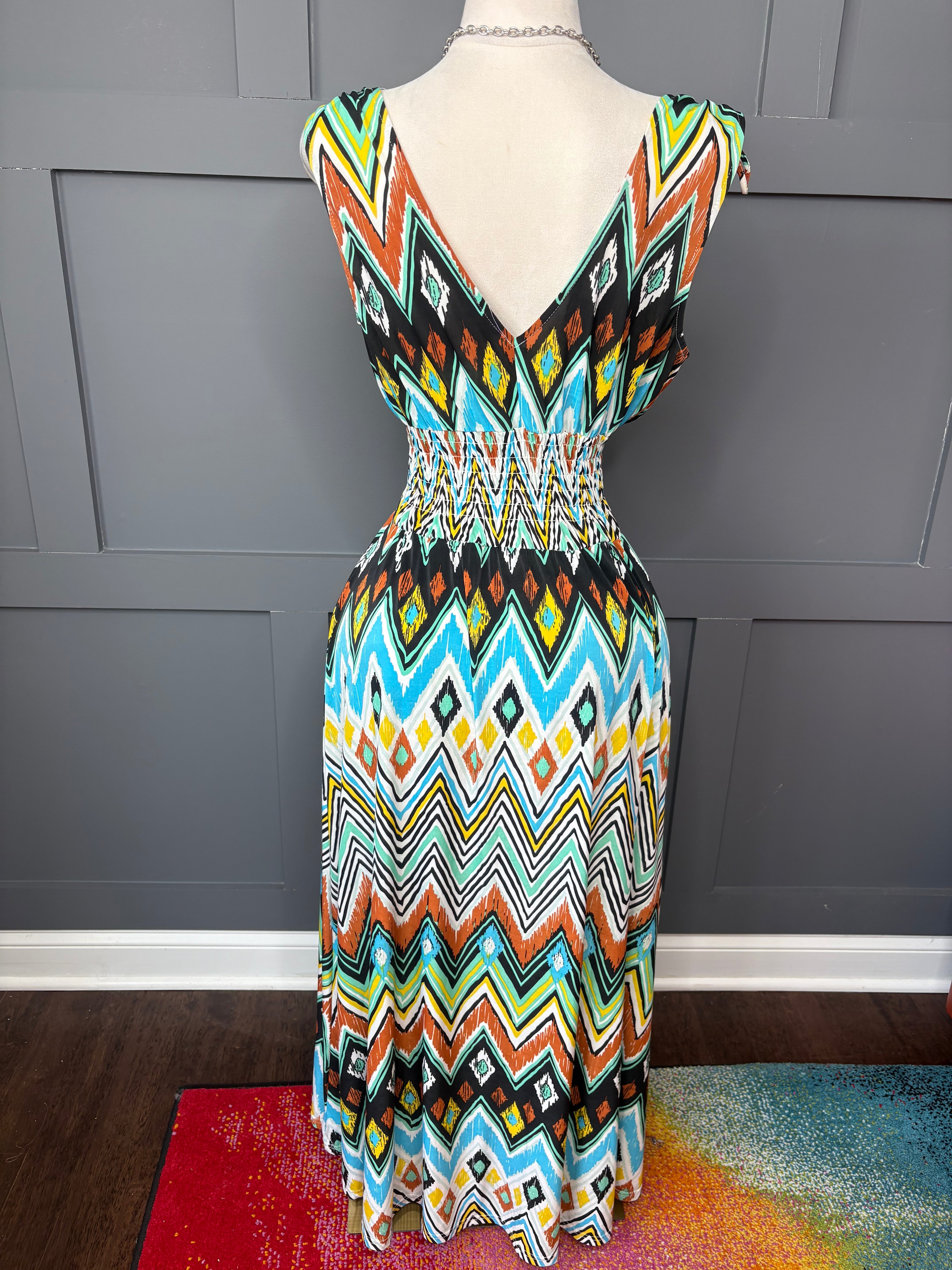 Abstract Smocked Dress, L/XL