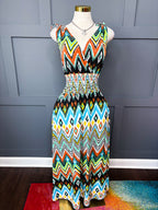 Abstract Smocked Dress, L/XL