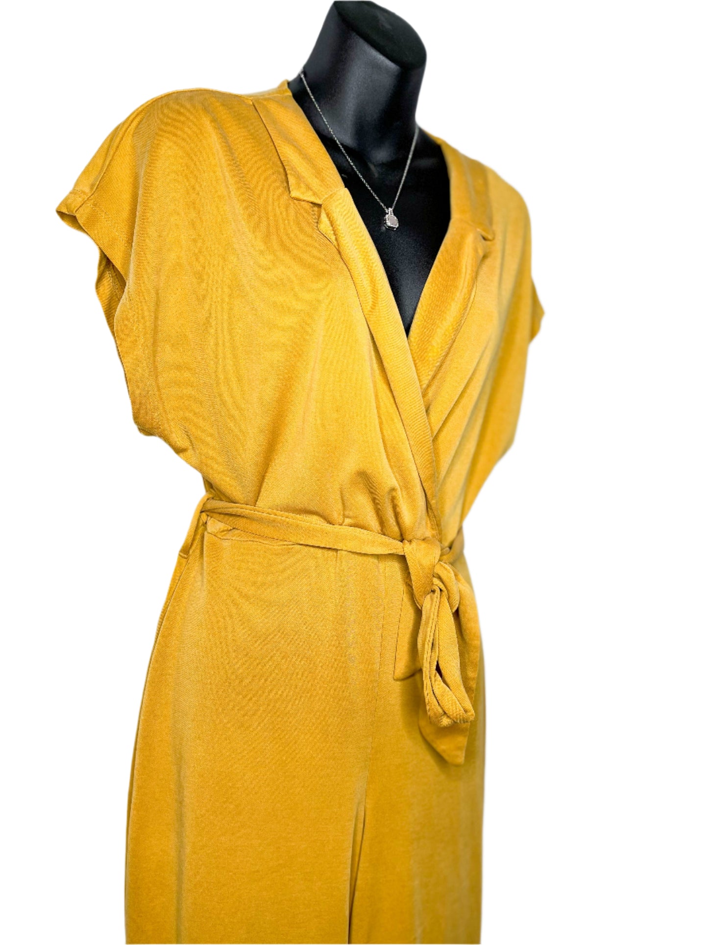 Bershka Mustard Crop Jumpsuit, M