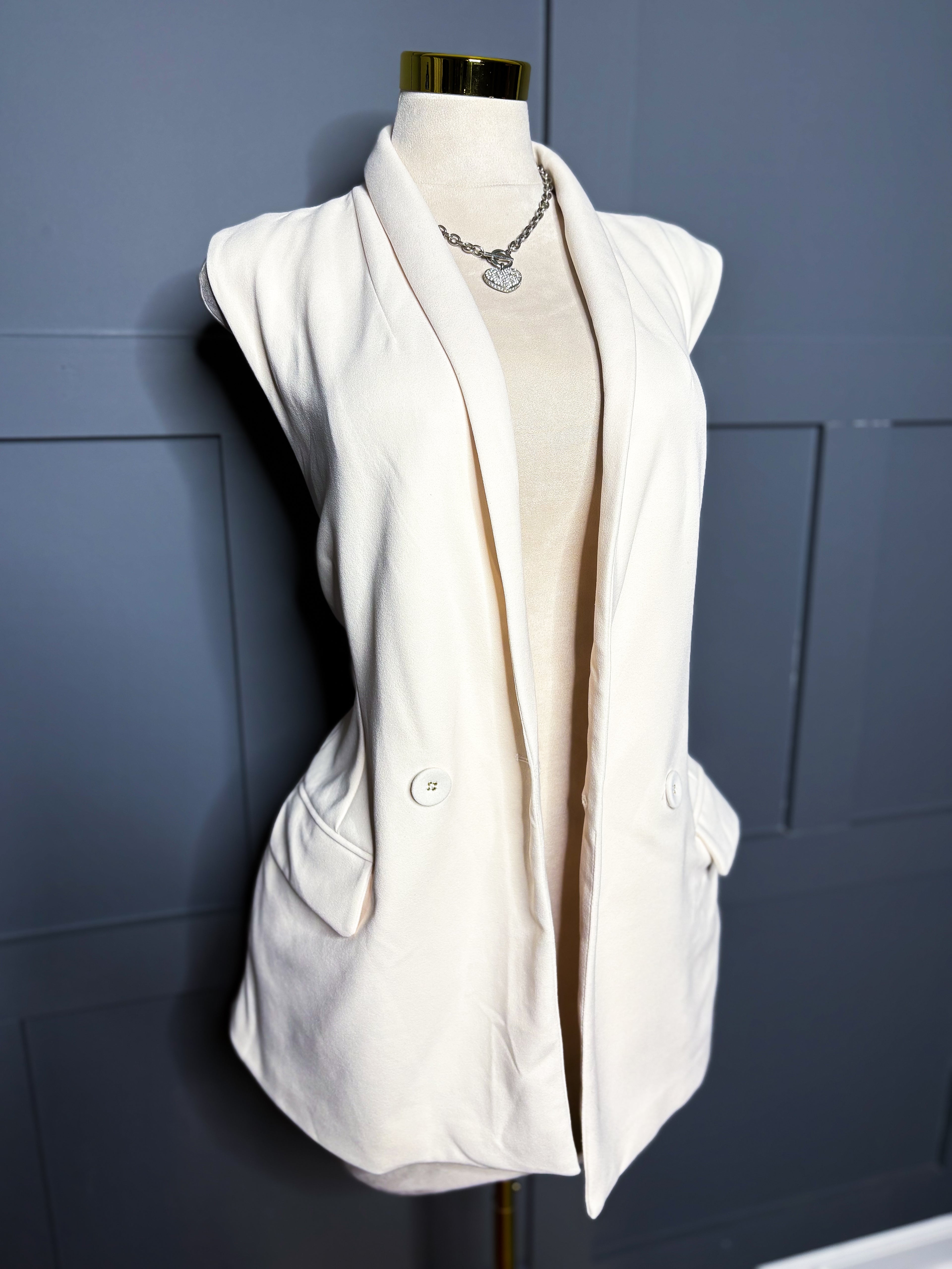 Cream Vest Blazer, L/XL