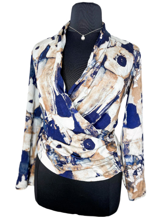 Vibrant Navy Lightweight Drape Blouse, L