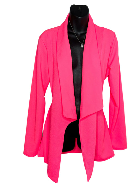 New Neon Pink Heimish Drape Blazer Cardi, L