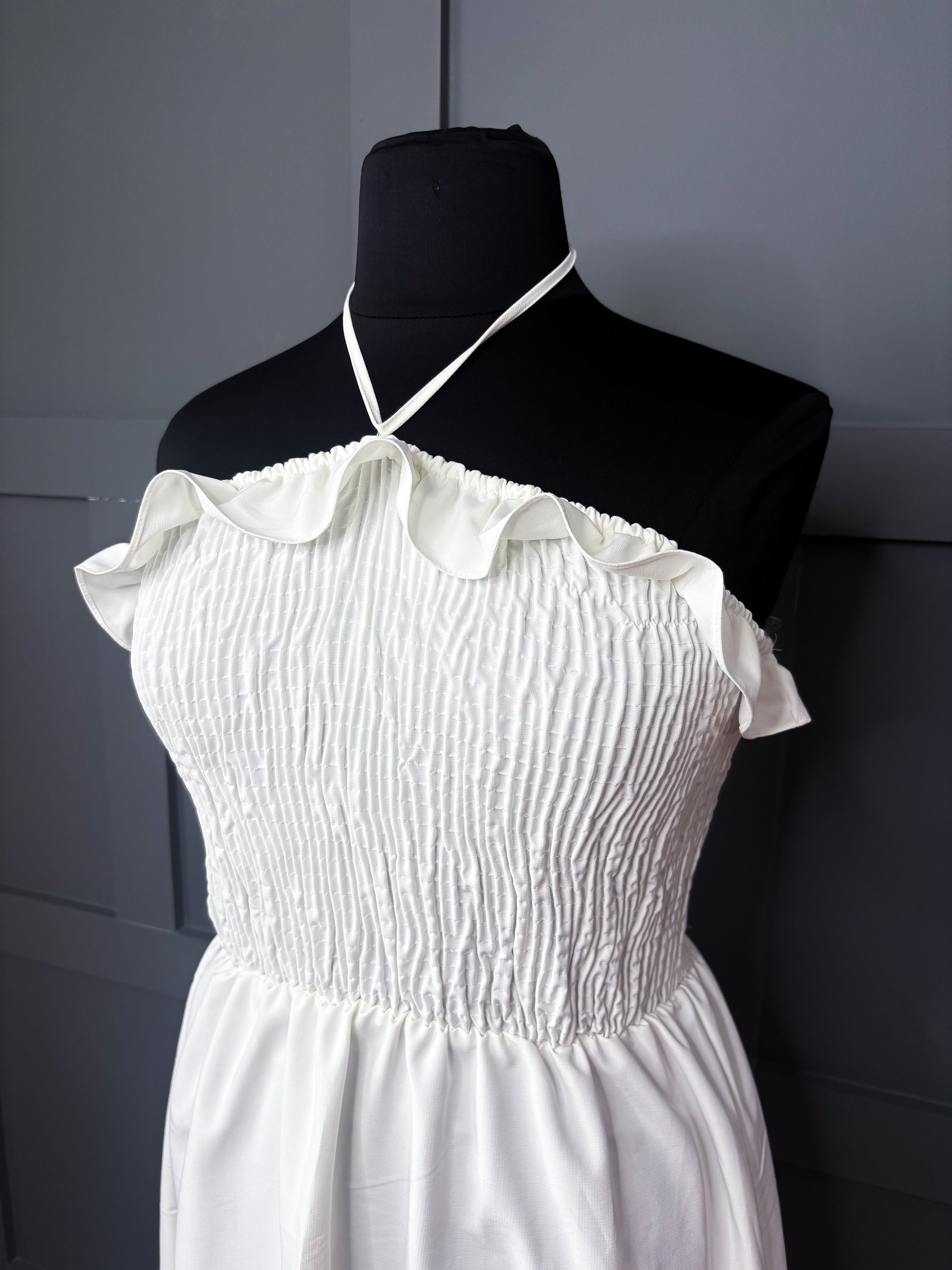 Timing White Smocked Dress, 2X