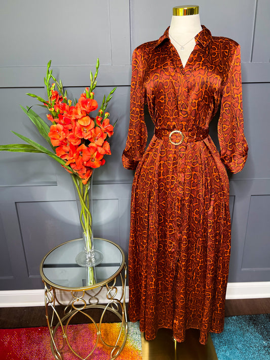 Snakeskin Satin Feel Dress, 12W-14W