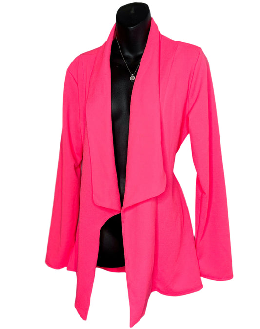 New Neon Pink Heimish Drape Blazer Cardi, L