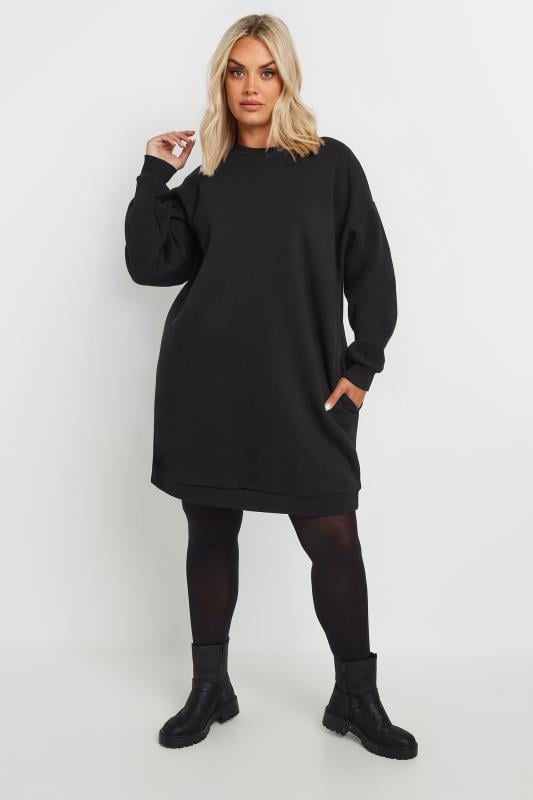 Curve Black Sweatshirt Dress, 5X