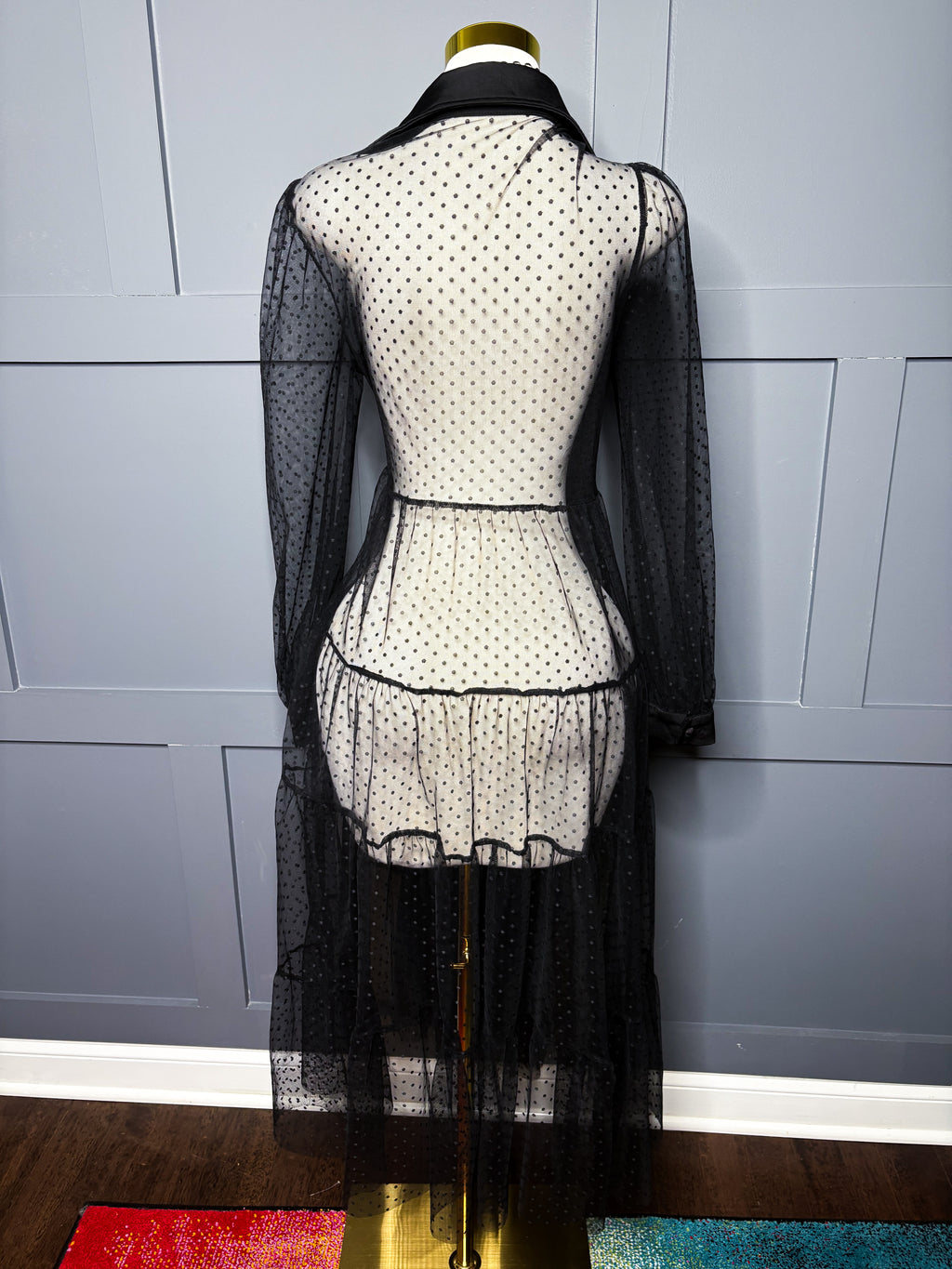 Sheer Overlay Dress, L