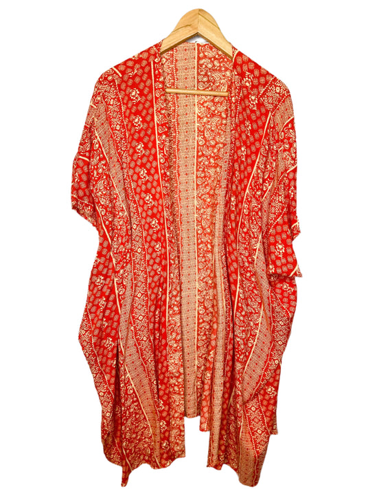 New Boho Orange Kimono, One Size