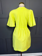 Lime Flutter Sleeve Pocket Dress, XL