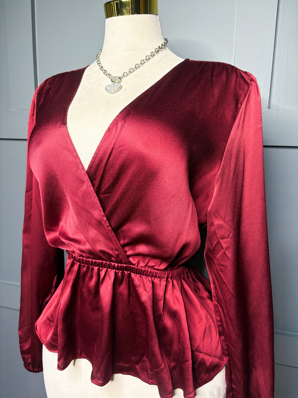 Michael Kors Satin Peplum Top, XL