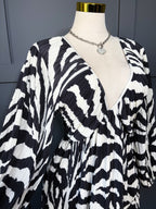 Zebra Print Pleated Dress, XL