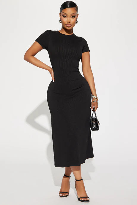 New Ribbed Midi Dress, 1X
